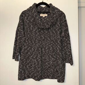 Ann Taylor LOFT Women’s Cowl Neck 3/4 Sleeve Black White Sweater Size Medium